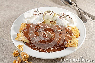 Close up of two french style crepes Stock Photo