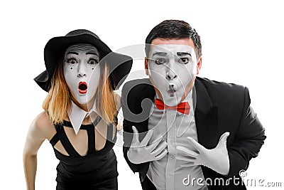 Close up on two mimes Stock Photo