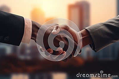 A Close Up Of Two People Shaking Hands Stock Photo