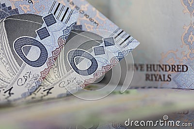 Close-up of Two Saudi Riyal notes Stock Photo