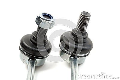 Close-up of two steel suspension arms of the vehicle. Stock Photo