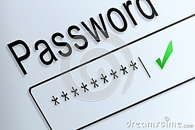 Close-up type password correct protect on screen, beware social Stock Photo