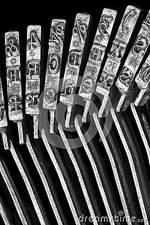 Close-up of Typewriter typebars Stock Photo