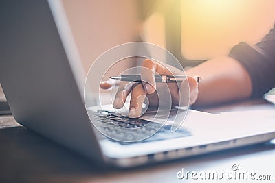 Close-up of typing hands of a young man Stock Photo