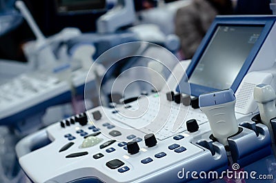 Close-up of ultrasound machine in clinic Stock Photo