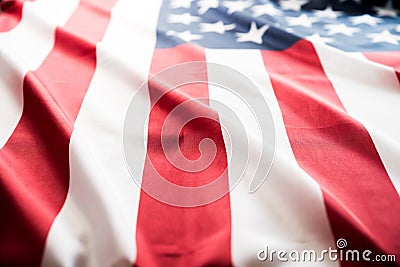 Close up United States of America flag. USA Independence day Stock Photo