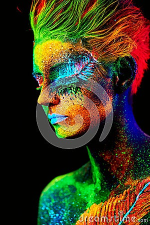 Close up UV portrait Stock Photo