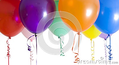 Close Up of Variety of Balloons Brightly Lit Stock Photo