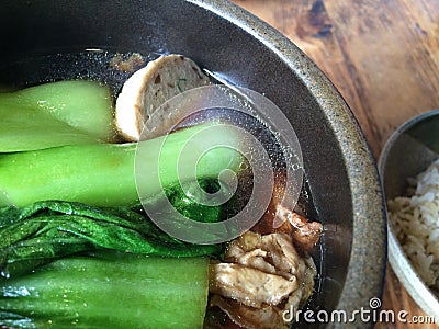 Close up of Vegan bak kut teh soup Stock Photo