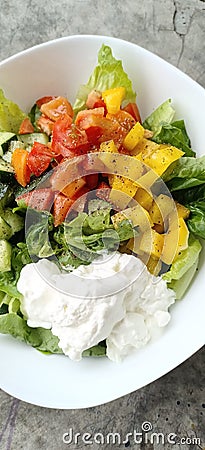 Close up of Vegetable salad for heathy food background concept Stock Photo