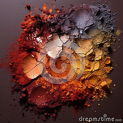 multiple colors of powders are arranged in this artistic photograph Stock Photo