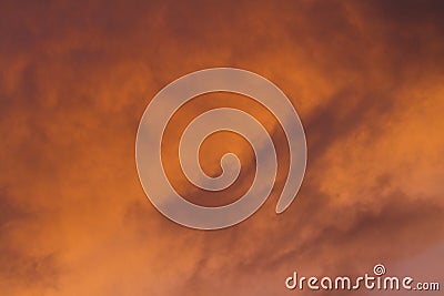 Close up of vibrant clouds during a summer sunset Stock Photo