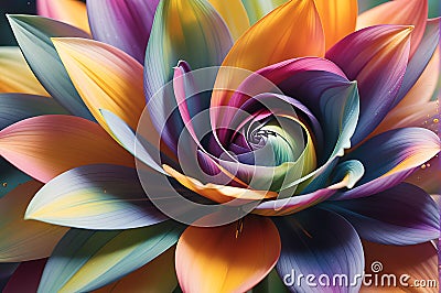 Close-Up View of an Abstract Flower - Vibrant Petals Unfurling in a Chaotic Yet Harmonious Fashion Stock Photo