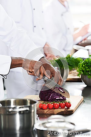 Close-up view of african american chef Stock Photo
