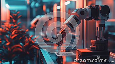 Close-Up View of AI-Powered Machine Analyzing Resumes in a Lab Stock Photo