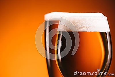 close up view of arrangement of glasses of beer Stock Photo