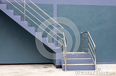 Close-up view of the background of the stairway sideways, the purple-gray wall Stock Photo