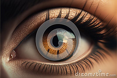 Close up view of a beautiful eye with long lashes Stock Photo