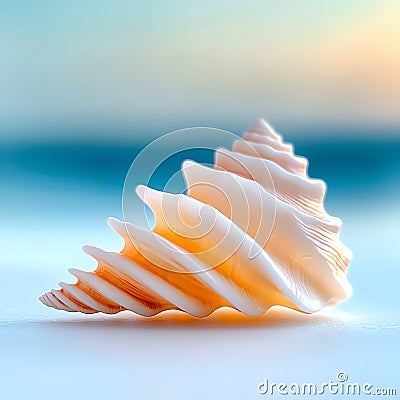 A close-up view of a beautiful seashell showcasing its intricate patterns and colors Stock Photo
