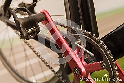 close up view of bicycle wheel, pedal Stock Photo