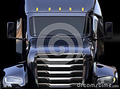 Close-up view of black fuel cell powered American truck on black background Stock Photo