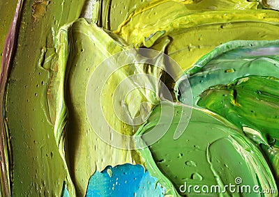 Close-up view of bright paint layered thickly. Strokes of paint Stock Photo