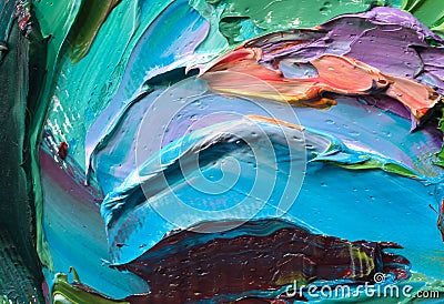 Close-up view of bright paint layered thickly. Strokes of paint Stock Photo