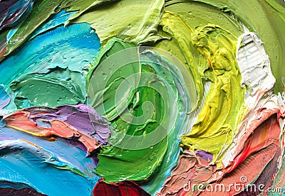 Close-up view of bright paint layered thickly. Strokes of paint Stock Photo