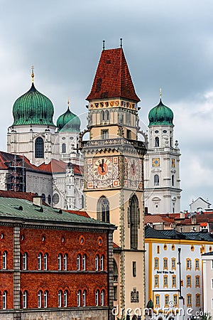 Towers of Passau, Bavaria, Germany Stock Photo