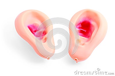 Close-up view of caucasian artificial ears Stock Photo