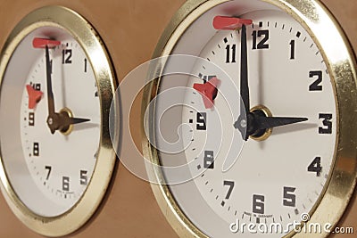 Close-up view of chess clock which marks the end of time limit Stock Photo