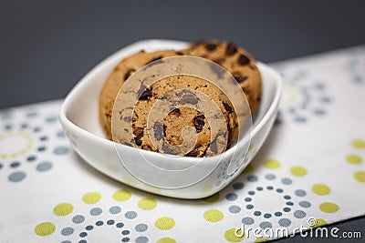 Cookies in a white bowl Stock Photo