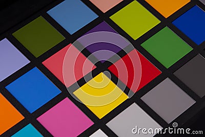 Close up view of color checker equipment of professional photographer Stock Photo