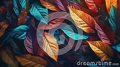 Close-up view of colorful bundle of autumn leaves. Stock Photo