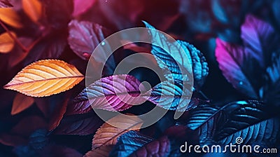 Close-up view of colorful bundle of autumn leaves. Stock Photo