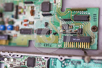 Close-up view of computer peripherals cards Stock Photo