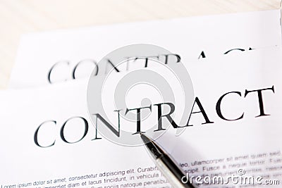 Close-up view of contract inscription Stock Photo