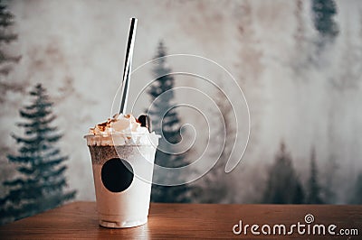 Milk shake with cookie close up Stock Photo