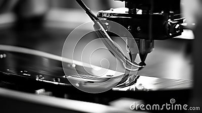 Close-Up View of a 3D Printer in Action Creating a Custom High-Quality Print Stock Photo