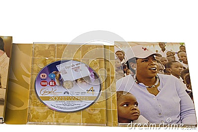 Close up view of disc 4 of 20th anniversary DVD set box of Oprah Winfrey show. Editorial Stock Photo