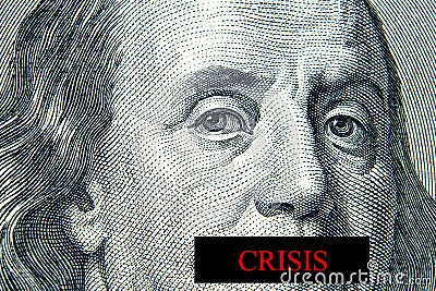Close up view of 100 dollars banknote with US President Benjamin Franklin`s portrait with mouth closed on one hundred dollar bill Stock Photo