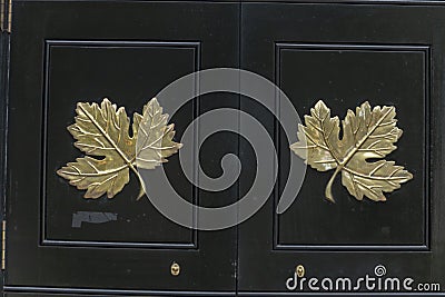 close up view of the doors or the Canadian embarrass Stock Photo