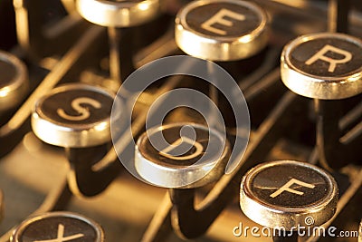 Close up view of dusty and worn antique typewriter keys Stock Photo