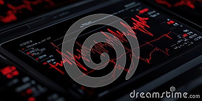 Close-up view of an ECG monitor displaying vital heart activity in a medical setting Generative AI Stock Photo