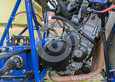 Close up view of engine parts. Stock Photo