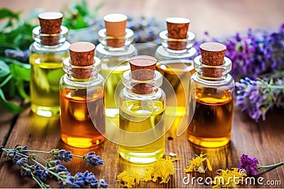 close-up view of essential oils intended for soap crafting Stock Photo