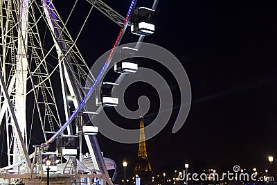 Close up view of ferris wheel in Paris. Editorial Stock Photo