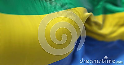 Close-up view of the Gabon national flag waving in the wind Stock Photo