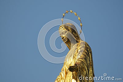 Golden Madonna statue of Luino Stock Photo