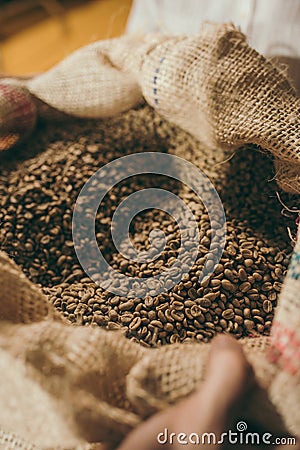 close up view of heap of coffee beans Stock Photo